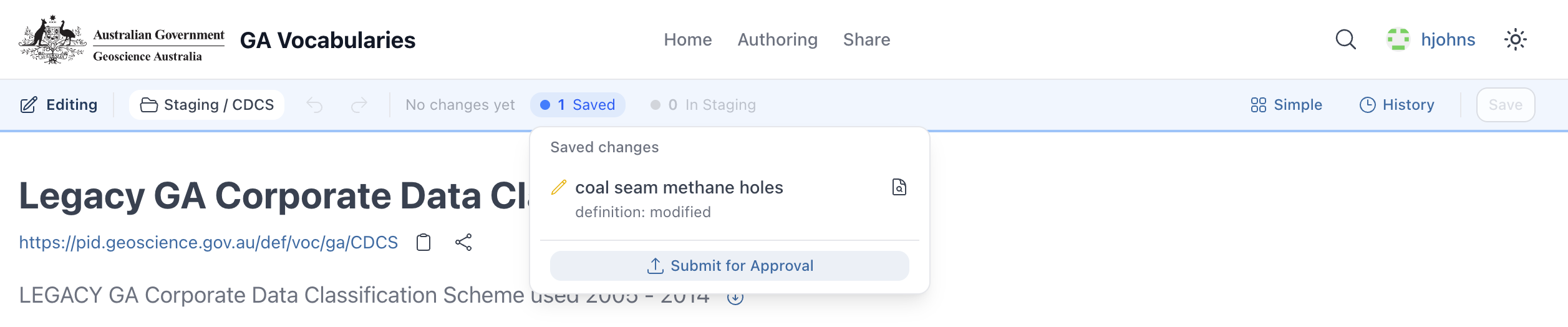 Saved changes with submit option